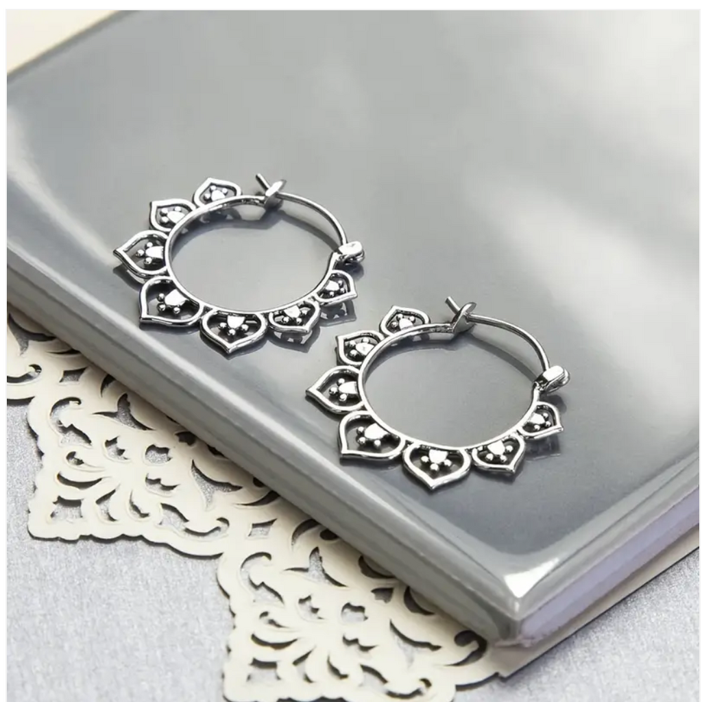 SUNNY CALIFORNIA CAMBODIAN SILVER HOOP EARRINGS