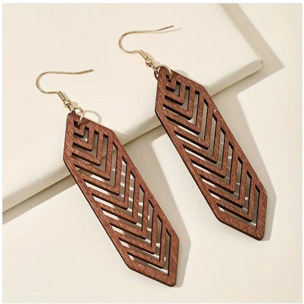 SUNNY CALIFORNIA WOODEN FEATHER EARRINGS