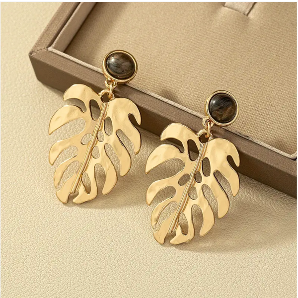 SUNNY CALIFORNIA GOLDEN PALM LEAF EARRINGS