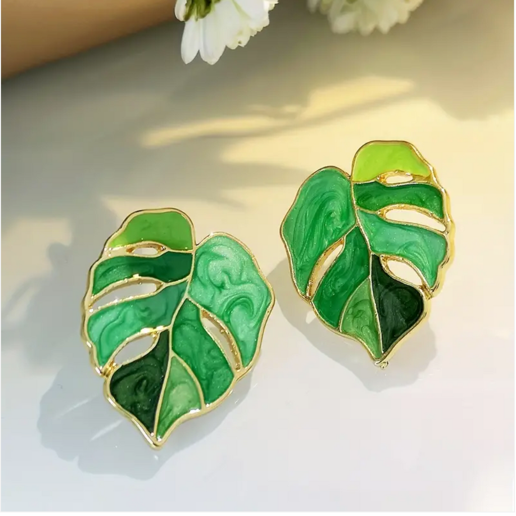 SUNNY CALIFORNIA GREEN PALM COPPER EARRINGS