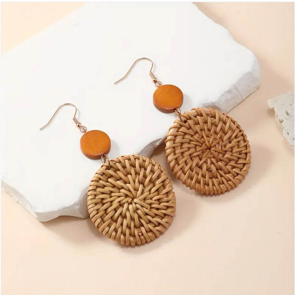 SUNNY CALIFORNIA ROUND RATTAN EARRINGS