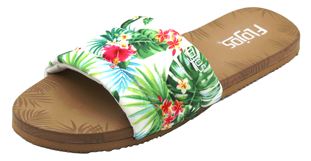 FLOJOS FIESTA LITE SLIDE SANDAL - WHITE HIBISCUS 10