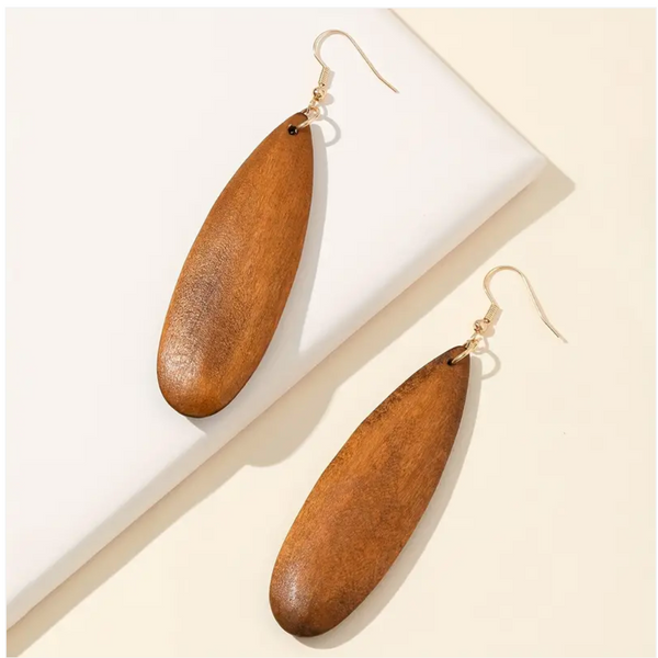 SUNNY CALIFORNIA ALMOND WOOD EARRINGS