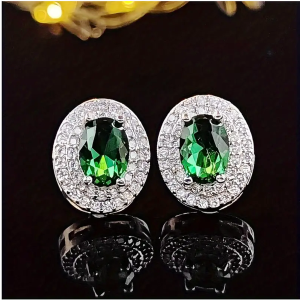 SUNNY CALIFORNIA OVAL ZIRCON AND CRYSTAL EARRINGS