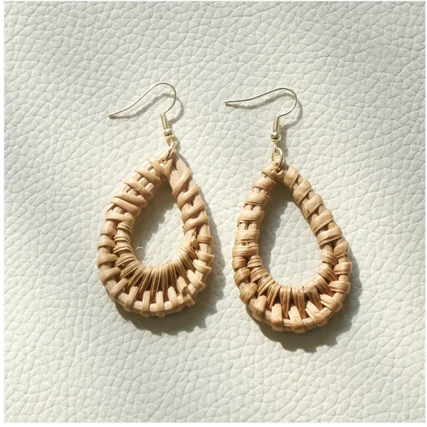 SUNNY CALIFORNIA RATTAN TEARDROP EARRINGS