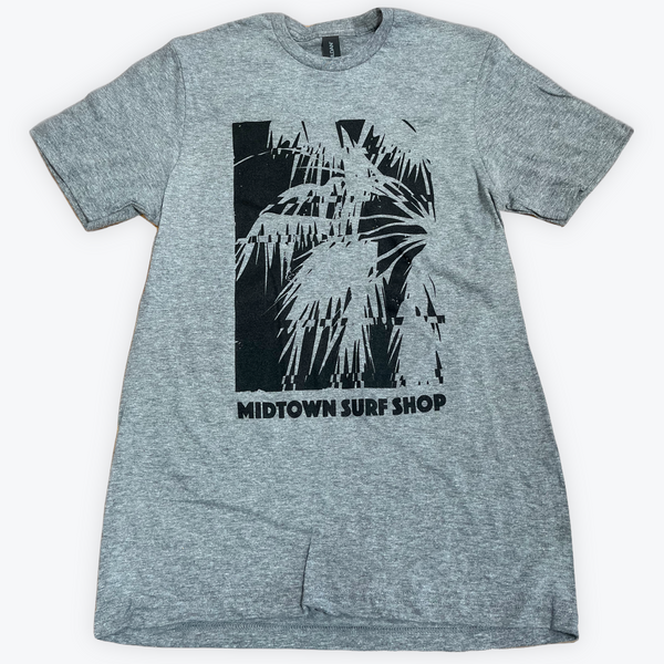 MIDTOWN ABSTRACT PALM TEE - HEATHER GREY