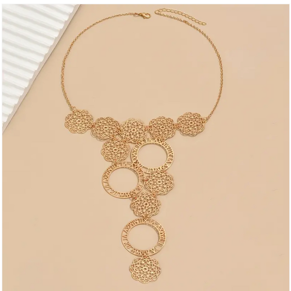 SUNNY CALIFORNIA GOLD FLOWER RINGS NECKLACE