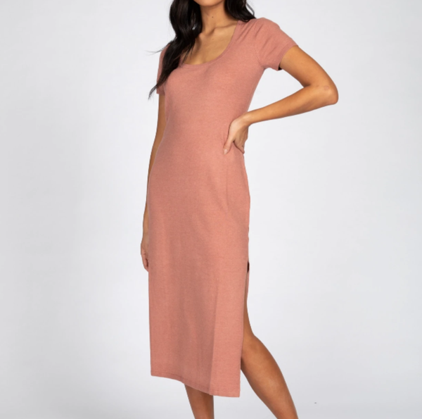 RUSTY SUNDAY SS MIDI DRESS KNIT - ITALIAN CLAY