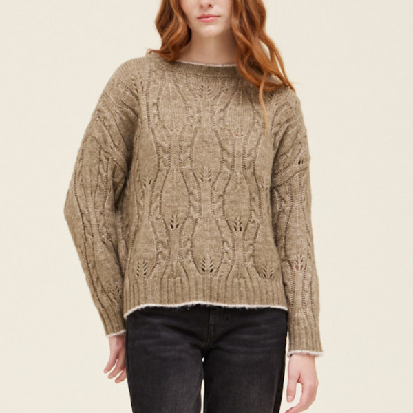 GRADE &amp; GATHER RALSTON CABLE SWEATER - REDWOOD