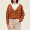 GRADE & GATHER V NECK SWEATER CARDIGAN - CLAY