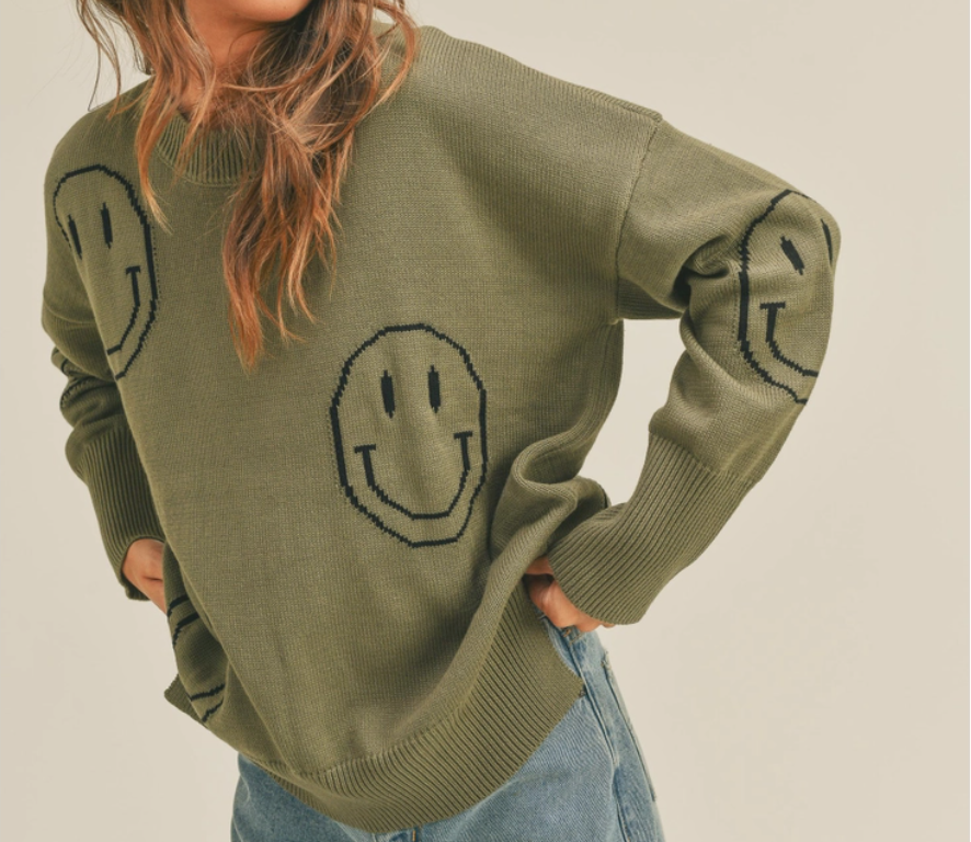 MIOU MUSE SMILE SWEATER - OLIVE