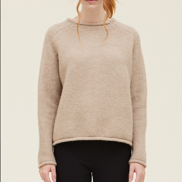 GRADE &amp; GATHER ROLLED EDGE LOOSE SWEATER - LIGHT THYME