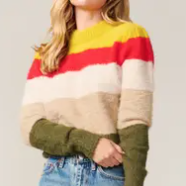 PAOLA COZY COLORBLOCKED KNIT SWEATER