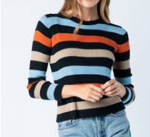 BAEVELY MULTI STRIPE SWEATER - BLACK MULTI