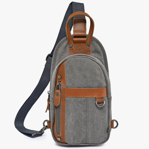TSD BRAND AGAVE CANVAS SLING BAG - GRY