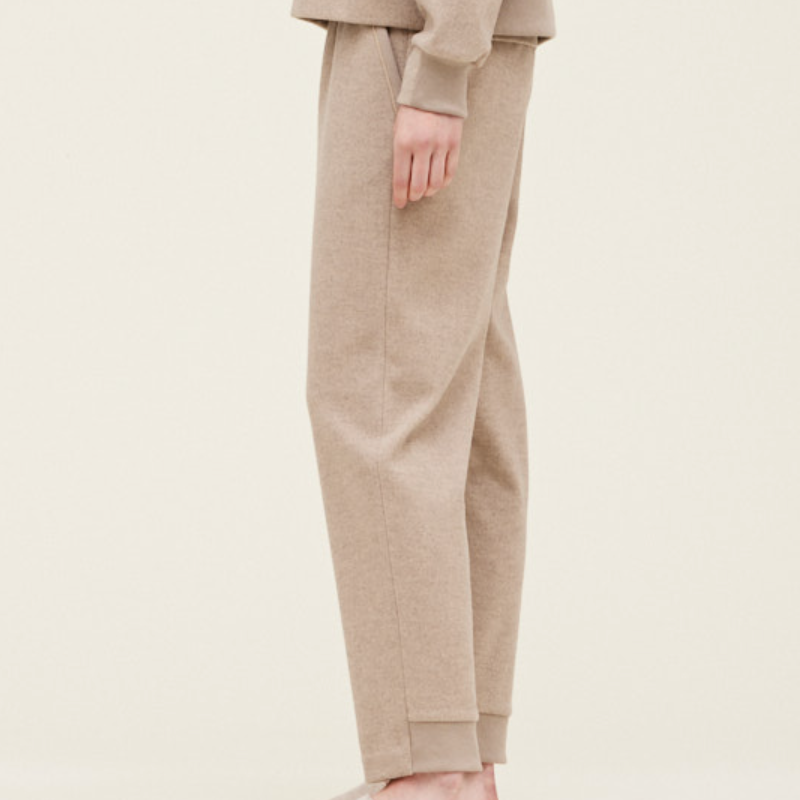 GRADE & GATHER FELT PANTS - GREIGE