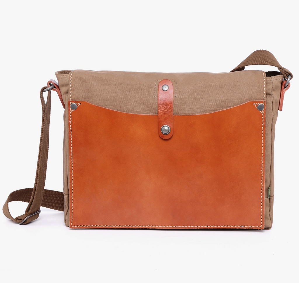 TSD BRAND SUPER HORSE MESSENGER BAG - BROWN