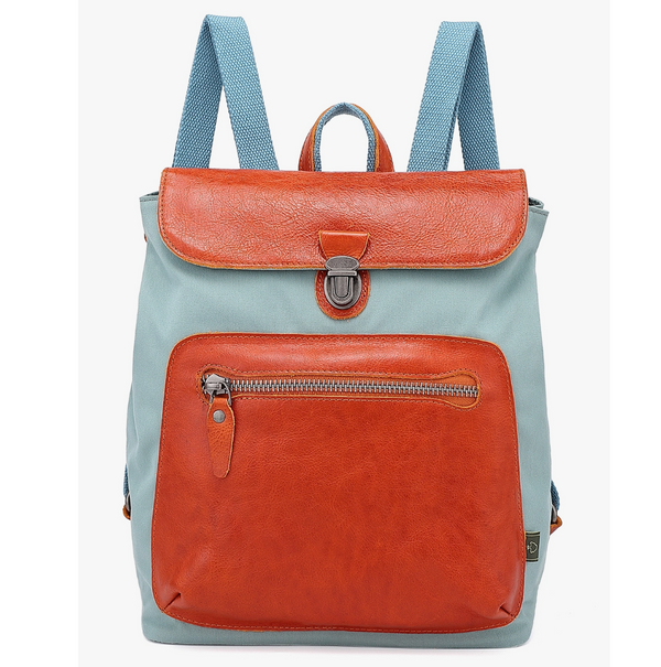 TSD BRAND VALLEY TRAIL COATED CANVAS BACKPACK - AQUA