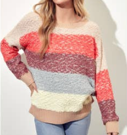 BAEVELY COLOR BLOCK SWEATER KNIT TOP - MULTI